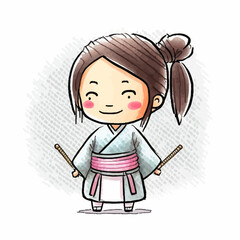 Elegant Japanese girl dressed in a traditional samurai costume, ideal for images filled with atmosphere and authenticity.