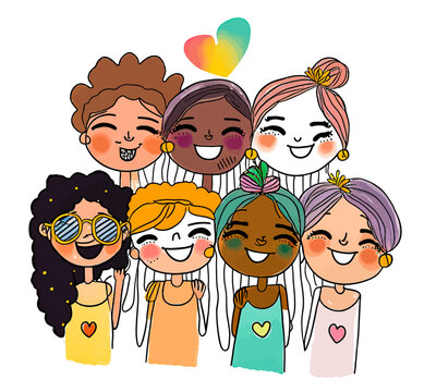 A group of lesbian friends coming together to promote their rights and freedom. Capture the emotion and LGBTQ solidarity with this powerful image.