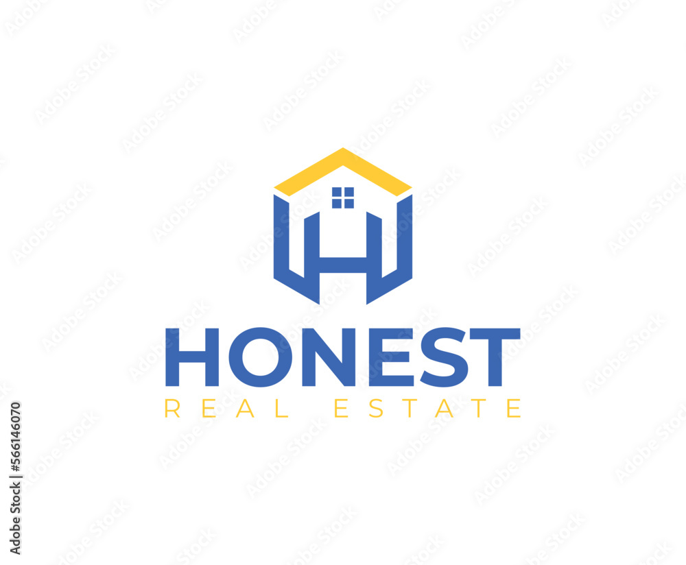 Sticker simple real estate letter h logo design template