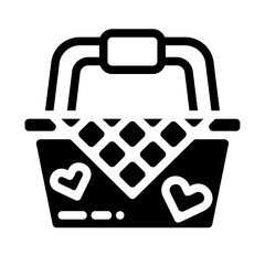 Icon Valentine day picnic basket Illustration can be used for web app, etc