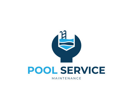 Simple Water Pool Service and maintenance Logo Design Template
