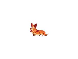 Cute corgi in a vector technique on a white background