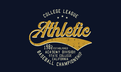 College League Retro college varsity font typography base ball U.S.A Athletic slogan print for tee - t shirt and sweatshirt - hoodie