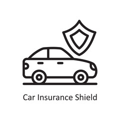 Car insurance shield vector Outline Icon Design illustration. Car Accident Symbol on White background EPS 10 File