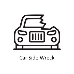 Car side wreck vector Outline Icon Design illustration. Car Accident Symbol on White background EPS 10 File