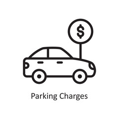 Parking Charges vector Outline Icon Design illustration. Car Accident Symbol on White background EPS 10 File