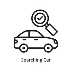 Searching Car vector Outline Icon Design illustration. Car Accident Symbol on White background EPS 10 File