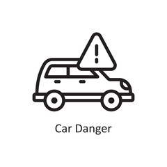 Car Danger vector Outline Icon Design illustration. Car Accident Symbol on White background EPS 10 File