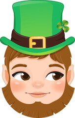 St. Patrick s Day with Smilling leprechaun head wearing green hat cartoon character