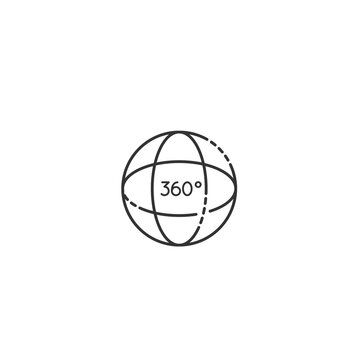 AR 360 globe vector solid art icon isolated on white background.  filled symbol in a simple flat trendy modern style for your website design, logo, and mobile app
