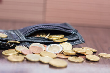 The money is next to the wallet. Rising prices due to the war in Ukraine