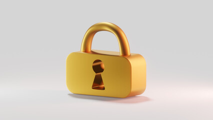 3D render of golden padlock