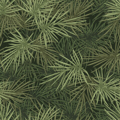 Needles camouflage texture seamless pattern. Abstract floral endless military ornament with pine branch. Fabric and fashion print vector background.