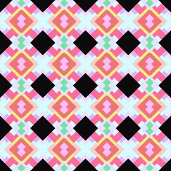 Draw brown, pink, yellow, green and blue lines with black background, Design, Fabric pattern, Pattern for use as background.
