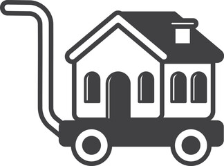 house with warehouse cart illustration in minimal style