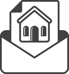 house and envelope illustration in minimal style