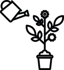 Soundflower, Flower Watering Vector Icon
