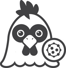 chicken and virus illustration in minimal style