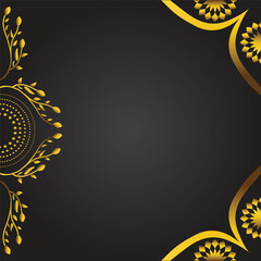 Abstract black background with golden floral ornament. Vector illustration for your design.