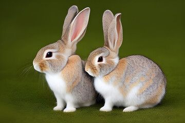 Obraz premium white rabbit on green grass Generative AI