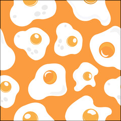 Scrambled eggs. Fried egg, flat icon design on a white background, vector illustration. Pattern.