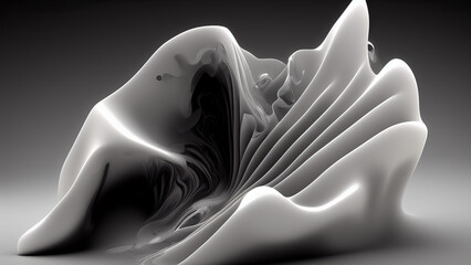 abstract 3d rendered black and white illustration background - generative ai illustration