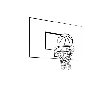 バスケットボールとバスケットゴールの筆絵風でお洒落なイラスト ベクター
Stylish illustration of a basketball and a basketball goal in brushstroke style. Vector