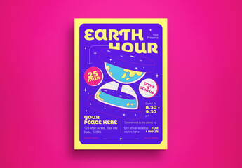 Purple Modern Earth Hour Flyer Layout