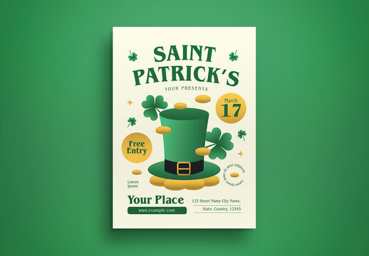 White Gradient St. Patrick's Day Flyer Layout