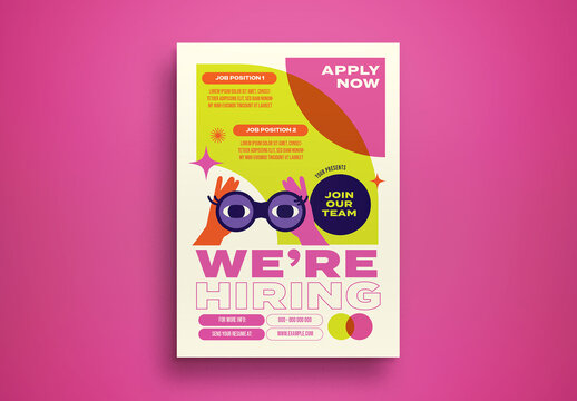 Pink Riso Print We're Hiring Flyer Layout