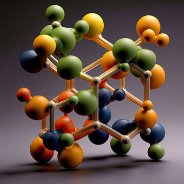 3d model of molecule, render image, generative ai