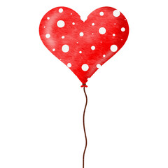 Watercolor red balloon heart shape.	
