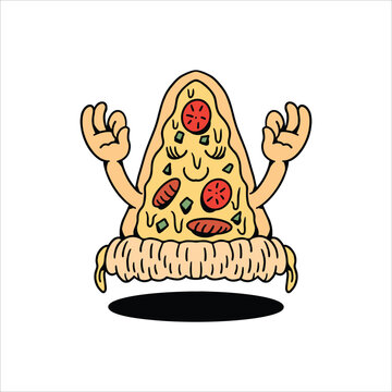 yoga pizza cartoon vector design