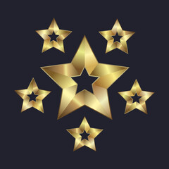 Obraz premium SIX stars on dark background, 6 Premium star buttons, options, prize, Levels design. and premium dark level with gold color button, Vector illustration