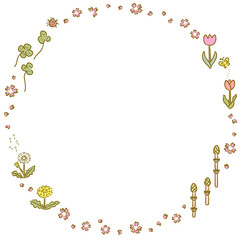春の植物フレーム　カラー