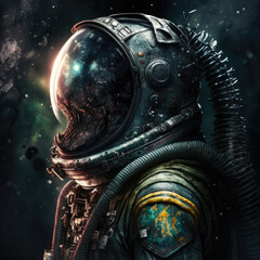 Alien In Spacesuit. Generative AI