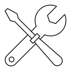 Wrench and screwdriver icon vector isolated. Symbol of work tools, home repair and constructin works.