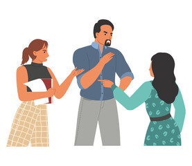 Obraz premium Conflict between colleagues at work flat vector