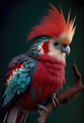 Beautiful Red Teal Cockatiel. Generative AI