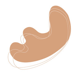 Abstract shape brown blob and line art.	
