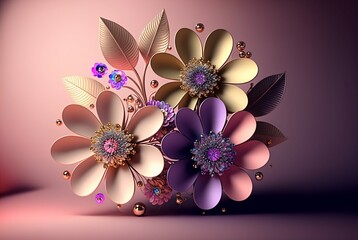 abstract floral chrome background