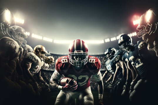 American football players in a super bowl game, generative ai	