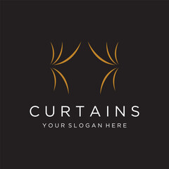 Creative luxury curtain or curtain Logo template design for Theatre, home,hotel and apartment.