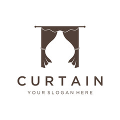Creative luxury curtain or curtain Logo template design for Theatre, home,hotel and apartment.