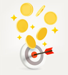 Earn money in sports. 3d vector illustration isolated on white background