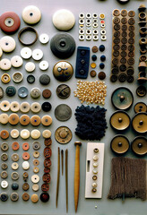 Knolling Of An Amazing Button Collection. Generative AI