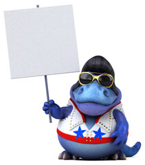 Fun 3D cartoon illustration of a Trex rocker