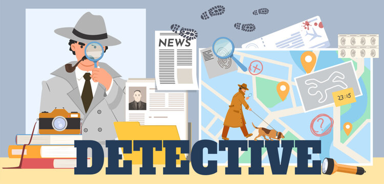 Detective agency against crime flat vector poster