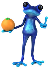 Fun blue frog - 3D Illustration