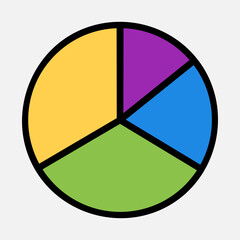 Pie chart icon in filled line style, use for website mobile app presentation